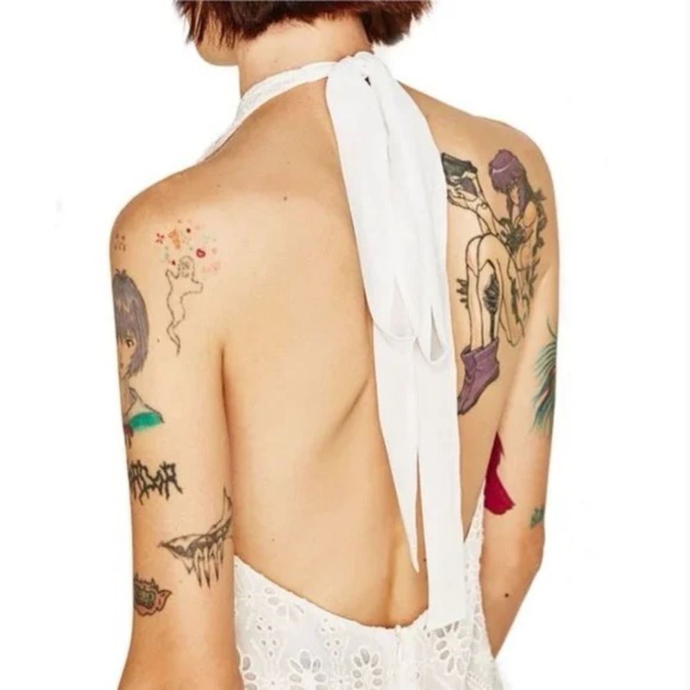 🕊️✨ ZARA White Eyelet Halter Midi Dress ✨🌿 - Picture 8 of 13